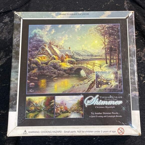 Thomas Kinkade Puzzle Bundle 2 Brand New Winter Holiday Snow Corkboard Shimmer - Picture 5 of 10